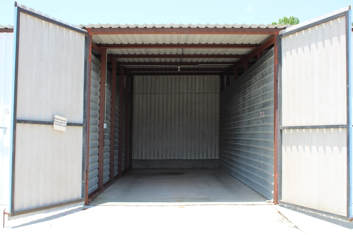 Inside a large enclosed boat stall