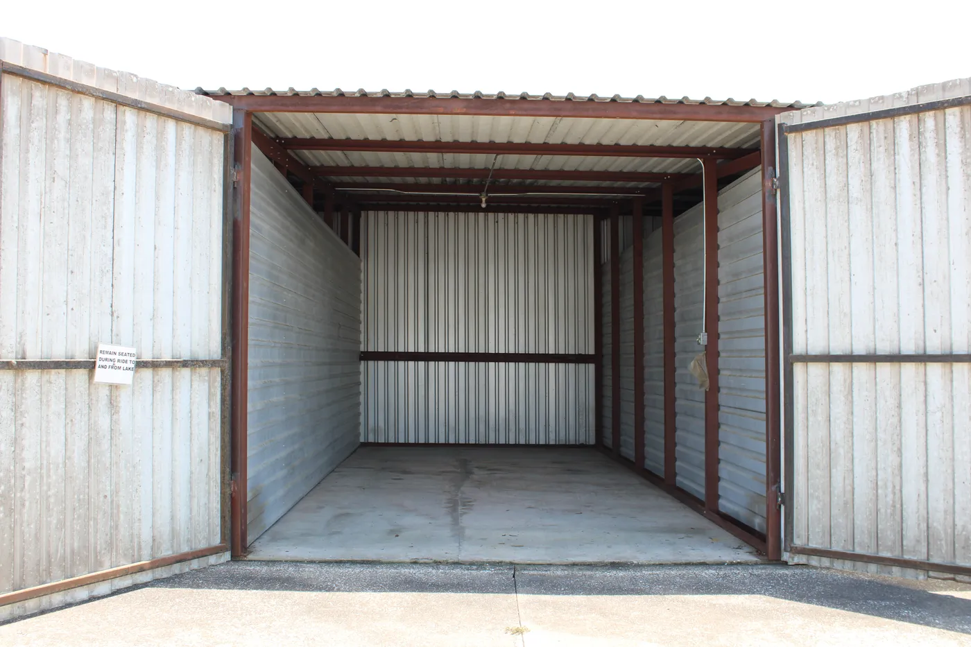 Inside a compact enclosed boat stall