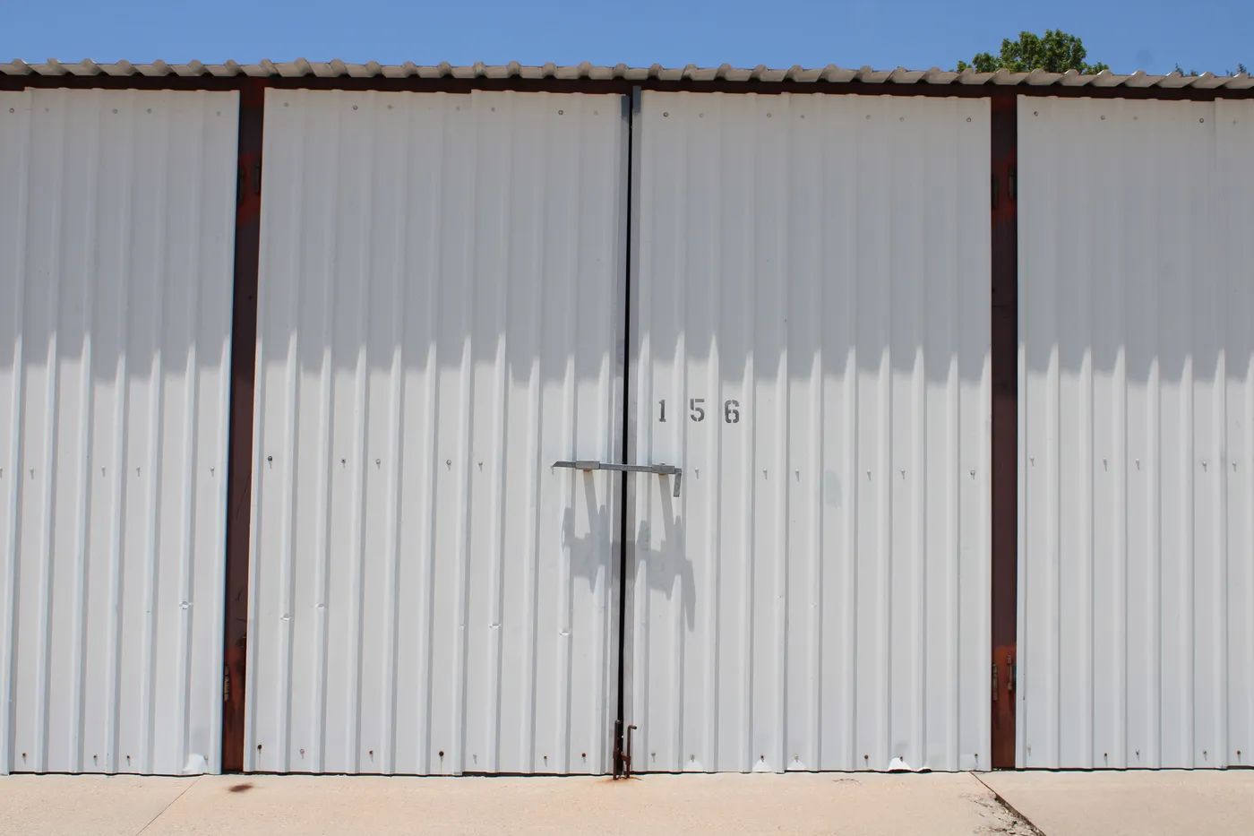 Numbered storage stall door 156 at E-Z Boat Storage