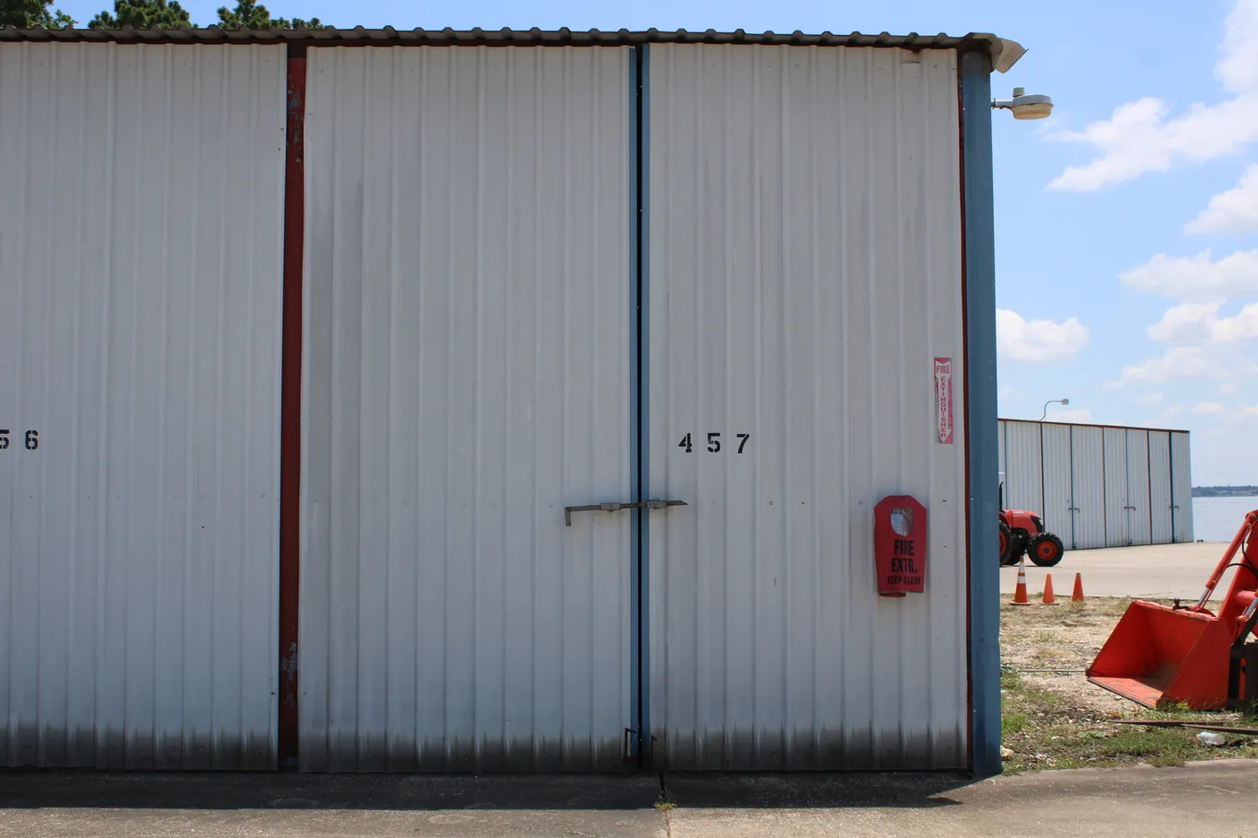 Numbered storage stall door 457 at E-Z Boat Storage